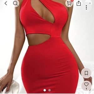 SHEIN one shoulder cut out body con dress